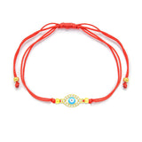 STBB-56-Sterling Silver Evil Eyes Red String Bracelet-gold or silver color,
