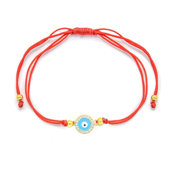 STBB-71,Sterling Silver Round Shape Evil eyes Red String Bracelet-gold or silver color