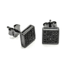 STEM-05, Men 925 Sterling Silver Push Back Stud Earrings-6mm Square Gold or Silver color