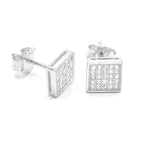 STEM-05, Men 925 Sterling Silver Push Back Stud Earrings-6mm Square Gold or Silver color