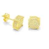 STEM-157, Men 925 Sterling Silver Push Back Stud Earrings-6mm Silver Color