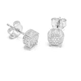 STEM-157, Men 925 Sterling Silver Push Back Stud Earrings-6mm Silver Color