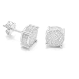 STEM-157, Men 925 Sterling Silver Push Back Stud Earrings-6mm Silver Color