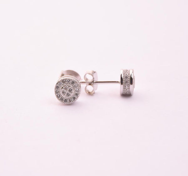 STEM-183, Men 925 Sterling Silver Push Back Stud Earrings-7mm Round Gold or Silver Color
