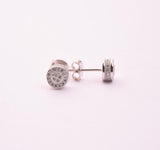 STEM-183, Men 925 Sterling Silver Push Back Stud Earrings-7mm Round Gold or Silver Color