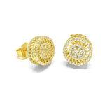 STEM-207, Men 925 Sterling Silver Push Back Stud Earrings-12mm Round Gold or Silver Color