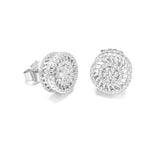STEM-207, Men 925 Sterling Silver Push Back Stud Earrings-12mm Round Gold or Silver Color