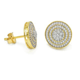 STEM-241, Men Sterling Silver Push Back Stud Earrings- 12MM Round silver color