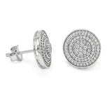STEM-241, Men Sterling Silver Push Back Stud Earrings- 12MM Round silver color