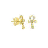 STEM-251 Men 925 Sterling Silver Stud Earrings: Ankah 7mmX12mm