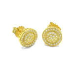 STEM-36 Men 925 Sterling Silver Push Back Stud Earrings- 9MM Round Gold or Silver Color