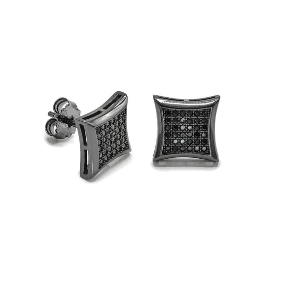 STEM-44, Men 925 Sterling Silver Push Back Stud Earrings-9mm,11mm, 14mm gold, silver or black color