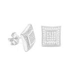 STEM-47, Men 925 Sterling Silver Push Back Stud Earrings-10mm Square gold or Silver color
