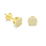 STEM-67, Men 925 Sterling Silver Push Back Stud Earrings-8mm Round Gold or Silver color