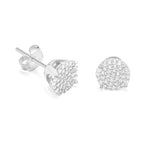 STEM-67, Men 925 Sterling Silver Push Back Stud Earrings-8mm Round Gold or Silver color