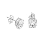 STEM-76, Men 925 Sterling Silver Push Back Stud Earrings-6mm Silver Color