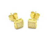 STEM-77, Men 925 Sterling Silver Push Back Stud Earings-6mm Square Gold, Silver or Black color