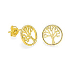 STEW-187, Sterling Silver Family Tree Stud Earrings Push Back