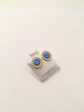 STEW-222, Sterling Silver Opal Stud Earrings Push Back-10mm width Round