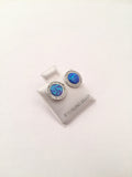 STEW-222, Sterling Silver Opal Stud Earrings Push Back-10mm width Round