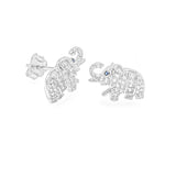 STEW-249, Sterling Silver Elephant Stud Earrings Push Back