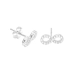 STEW-280, Sterling Silver Infinity Stud Earrings Push Back-gold or silver color, 12mm width, 4mm high, 1mm thick