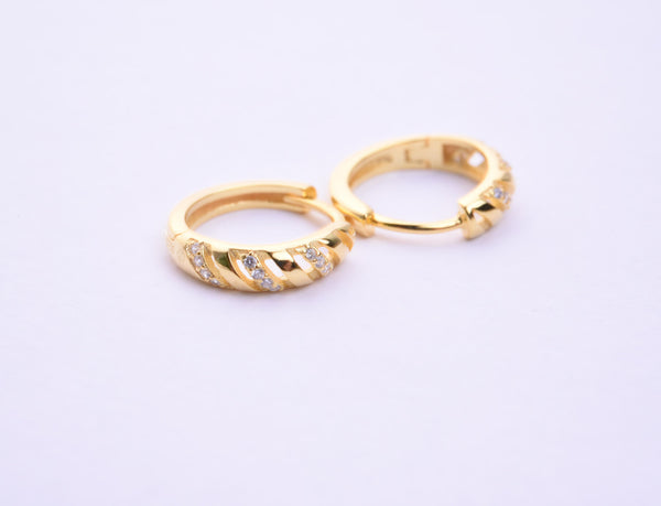 STEW-386, Sterling Silver Hoops Earrings Silver color 11mm width