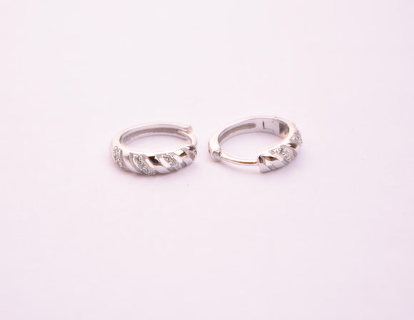 STEW-386, Sterling Silver Hoops Earrings Silver color 11mm width