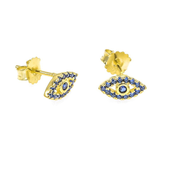 STEW-669, Sterling Silver Evil Eyes Stud Earrings Push Back