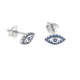 STEW-669, Sterling Silver Evil Eyes Stud Earrings Push Back