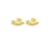 STEW-703, Sterling Silver North Star Stud Earrings Push Back -silver color, 5mm width, 13mm high, 1mm thick