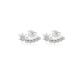 STEW-703, Sterling Silver North Star Stud Earrings Push Back -silver color, 5mm width, 13mm high, 1mm thick