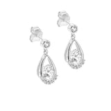 STEW-765, Sterling Silver Teardrop Huggie-silver color, 9mm width, 20mm high, 4mm thick