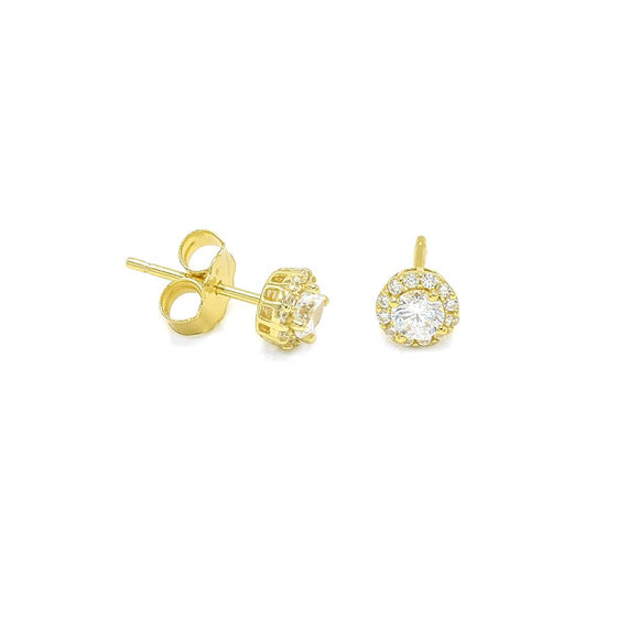 STEW-783, Sterling Silver Stud Earrings gold or silver color, 6mm round, 3mm thick