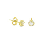 STEW-783, Sterling Silver Stud Earrings gold or silver color, 6mm round, 3mm thick