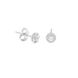 STEW-783, Sterling Silver Stud Earrings gold or silver color, 6mm round, 3mm thick