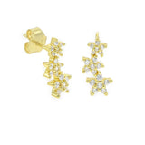 STEW-788, Sterling Silver Star shape Stud Earrings Push Back-silver color, 6mm width, 10mm high, 2mm thick