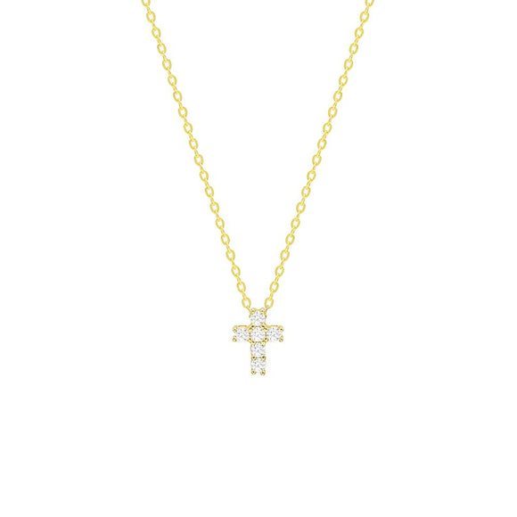 STNW-115, Women 925 Sterling Silver Icy Cross Pendant Necklace - gold or silver color