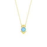 STNW-158, Women 925 Sterling Silver Opal Owl Pendant Necklace-silver color