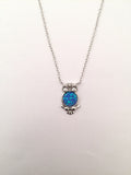 STNW-158, Women 925 Sterling Silver Opal Owl Pendant Necklace-silver color