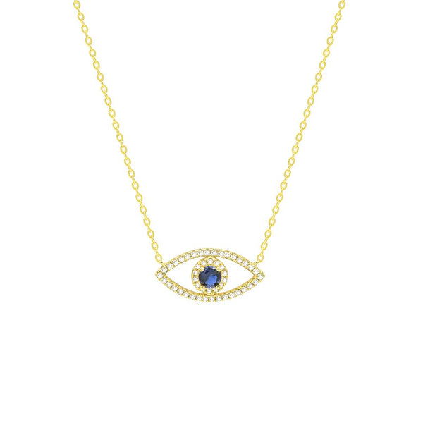 STNW-252, 925 Sterling Silver Evil Eyes Pendant Necklace-gold color or silver color
