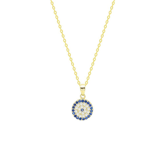 STNW-256, Women 925 Sterling Silver Evil Eye Pendant Necklace-gold or silver color