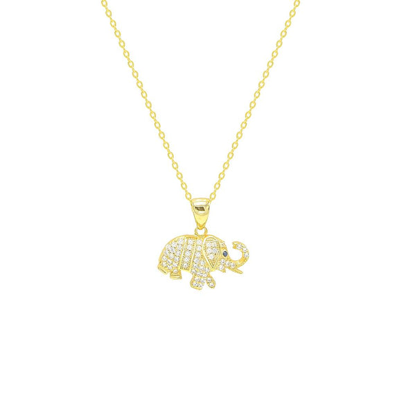 STNW-259, Women 925 Sterling Silver Elephant Pendant Necklace - gold or silver color