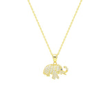 STNW-259, Women 925 Sterling Silver Elephant Pendant Necklace - gold or silver color