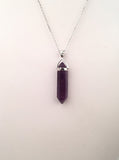 STNW-300, Sterling Silver Real Stone Necklace- Pink, Moon, Water,Black, Jade, Purple color