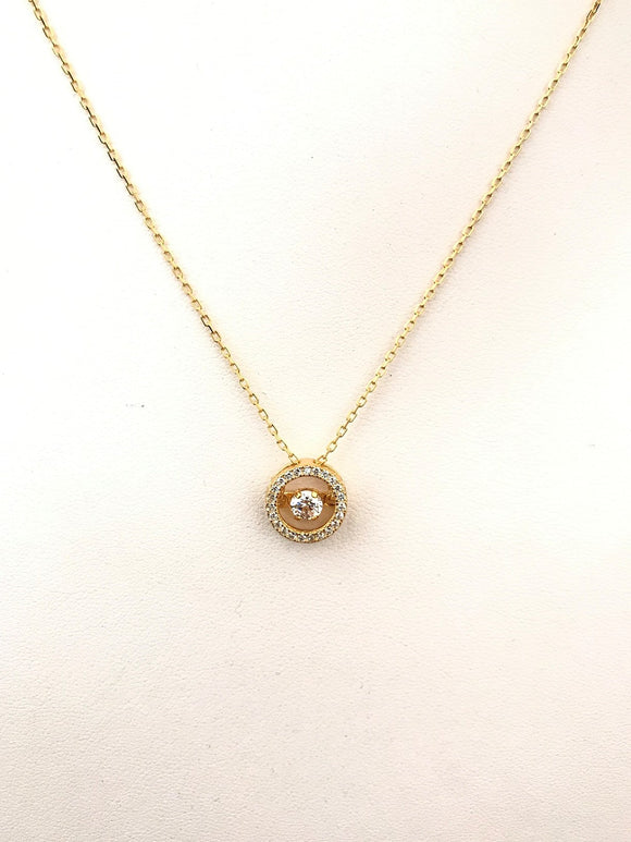 STNW-311, Women 925 Sterling Silver Dangling Pendant Necklace - gold color