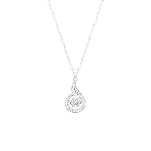 STNW-313, Women 925 Sterling Silver Teardrop Dangling Pendant Necklace- silver color
