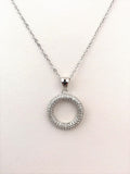 STNW-329, Women 925 Sterling Silver Icy Ring Shape Pendant Necklace- silver color