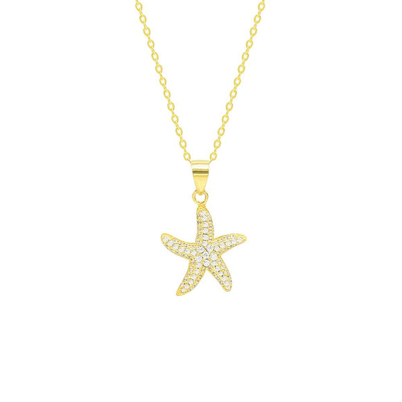 STNW-343, Women Sterling Silver Star Fish Necklace