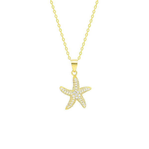 STNW-343, Women Sterling Silver Star Fish Necklace